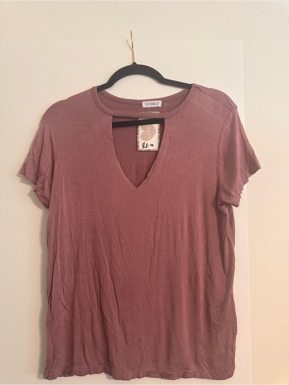 The Hanger Mauve V-Neck Short Sleeve Tee